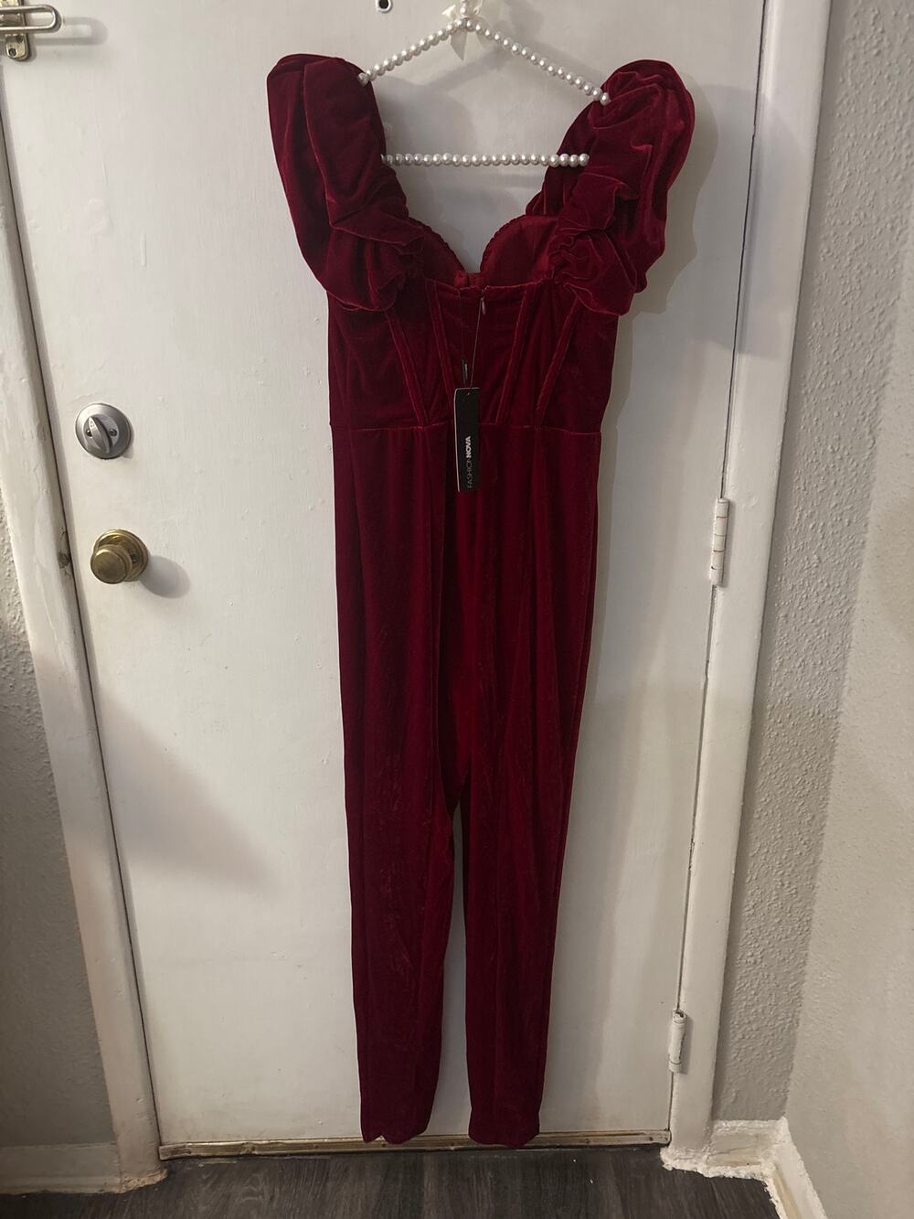 Fashion Nova Vivian Velvet Corset Jumpsuit M NEW Renaissance Cosplay Goth Punk